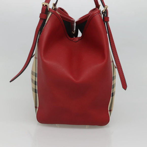 BURBERRY Nova Check Shoulder Bag Nylon Beige Gold Auth 125324