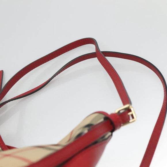 BURBERRY Nova Check Shoulder Bag Nylon Beige Gold Auth 125324