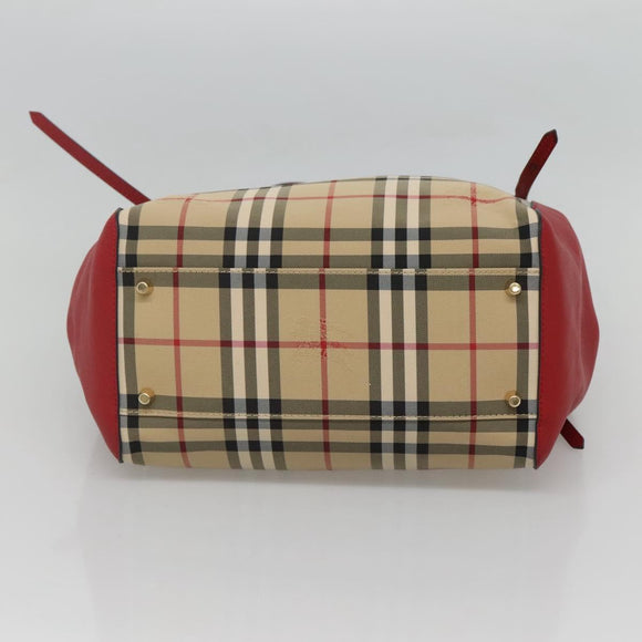 BURBERRY Nova Check Shoulder Bag Nylon Beige Gold Auth 125324