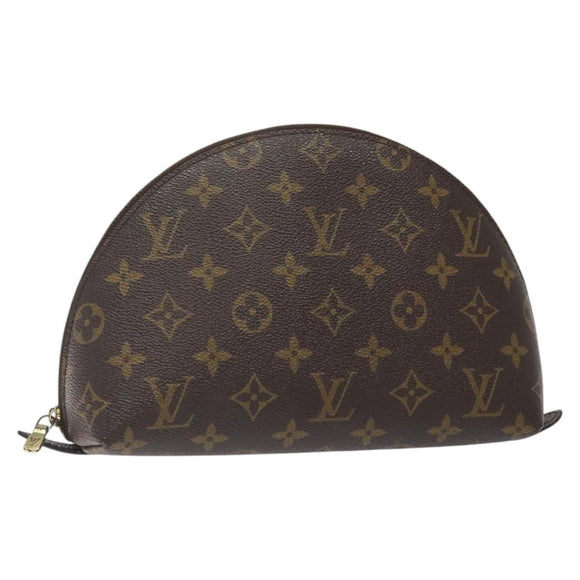 LOUIS VUITTON Monogram Trousse Demi Ronde Cosmetic Pouch M47520 LV Auth 125342