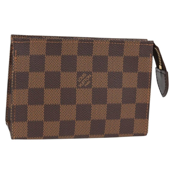 LOUIS VUITTON Damier Ebene Poche Toilette 15 Pouch N47548 LV Auth 125355V