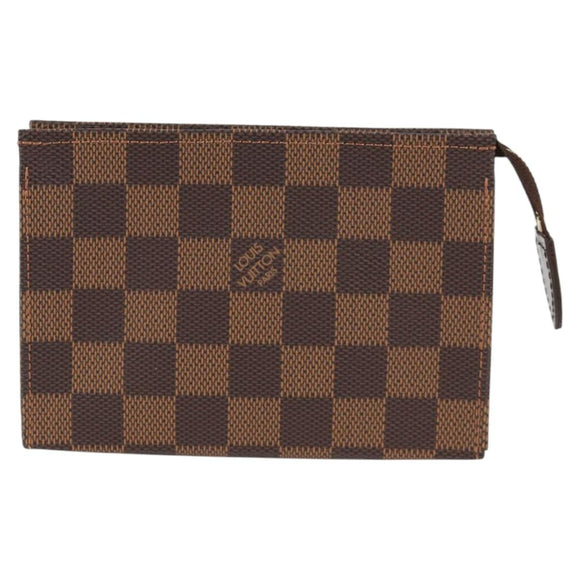 LOUIS VUITTON Damier Ebene Poche Toilette 15 Pouch N47548 LV Auth 125355V