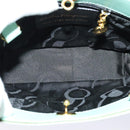 Salvatore Ferragamo Hand Bag Nylon 2way Green Gold Auth 125371-11