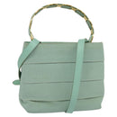 Salvatore Ferragamo Hand Bag Nylon 2way Green Gold Auth 125371-1