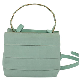 Salvatore Ferragamo Hand Bag Nylon 2way Green Gold Auth 125371 - 0