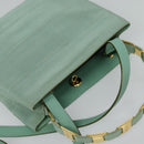 Salvatore Ferragamo Hand Bag Nylon 2way Green Gold Auth 125371-6
