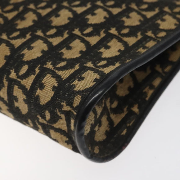 Christian Dior Trotter Canvas Shoulder Bag Black Beige Auth 125405