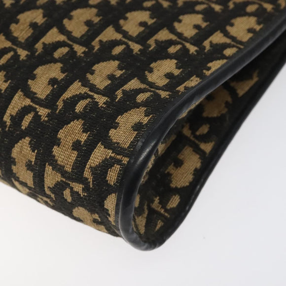 Christian Dior Trotter Canvas Shoulder Bag Black Beige Auth 125405