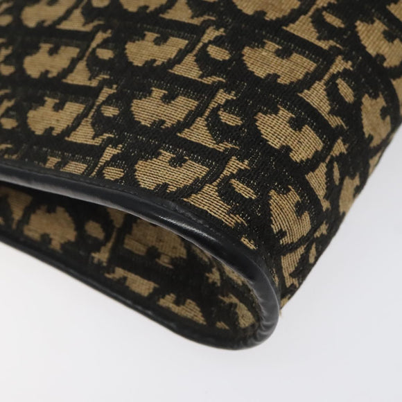 Christian Dior Trotter Canvas Shoulder Bag Black Beige Auth 125405