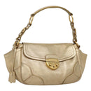 PRADA Shoulder Bag Leather Gold Tone Auth 125408-1