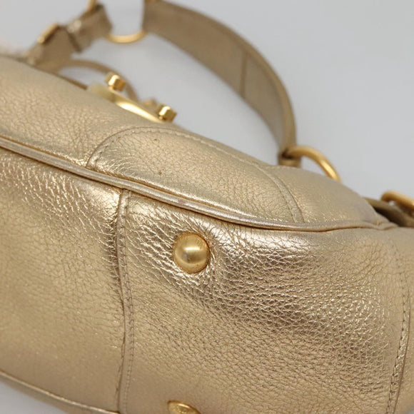 PRADA Shoulder Bag Leather Gold Tone Auth 125408