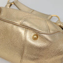 PRADA Shoulder Bag Leather Gold Tone Auth 125408-16