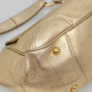 PRADA Shoulder Bag Leather Gold Tone Auth 125408-17