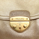 PRADA Shoulder Bag Leather Gold Tone Auth 125408-18