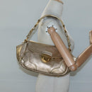 PRADA Shoulder Bag Leather Gold Tone Auth 125408-24