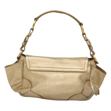 PRADA Shoulder Bag Leather Gold Tone Auth 125408 - 0