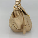 PRADA Shoulder Bag Leather Gold Tone Auth 125408-3