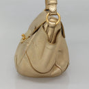 PRADA Shoulder Bag Leather Gold Tone Auth 125408-4
