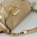 PRADA Shoulder Bag Leather Gold Tone Auth 125408-6