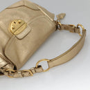 PRADA Shoulder Bag Leather Gold Tone Auth 125408-7