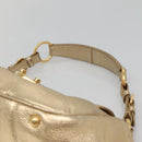 PRADA Shoulder Bag Leather Gold Tone Auth 125408-14