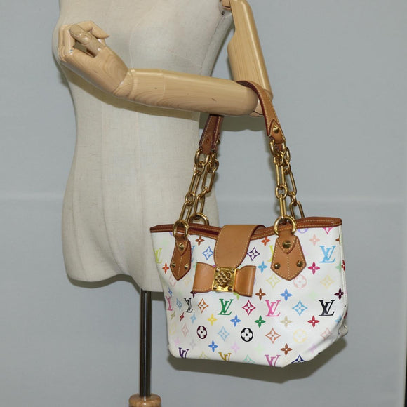 LOUIS VUITTON Monogram Multicolor Annie MM Tote Bag White M40307 LV Auth 125412V
