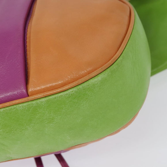 CELINE Shoulder Bag Leather Pink Gold Auth 125416