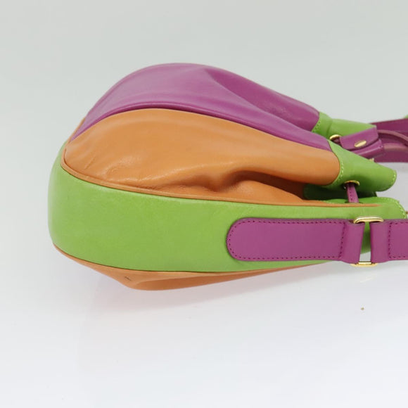 CELINE Shoulder Bag Leather Pink Gold Auth 125416