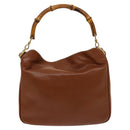 GUCCI Bamboo Hand Bag Leather 2way Brown Gold 001 1705 1638 Auth 125422-3
