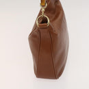 GUCCI Bamboo Hand Bag Leather 2way Brown Gold 001 1705 1638 Auth 125422-4
