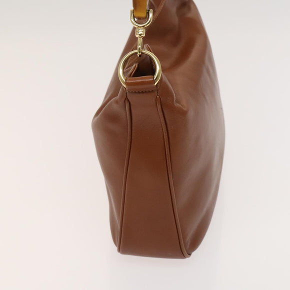 GUCCI Bamboo Hand Bag Leather 2way Brown Gold 001 1705 1638 Auth 125422