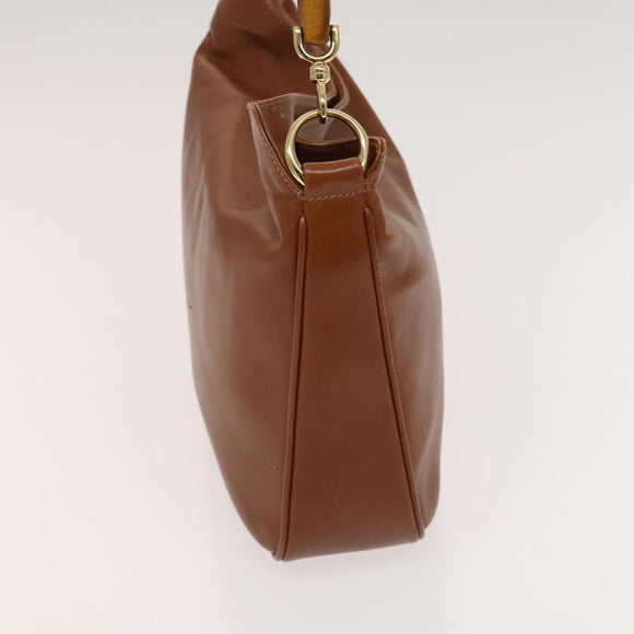 GUCCI Bamboo Hand Bag Leather 2way Brown Gold 001 1705 1638 Auth 125422
