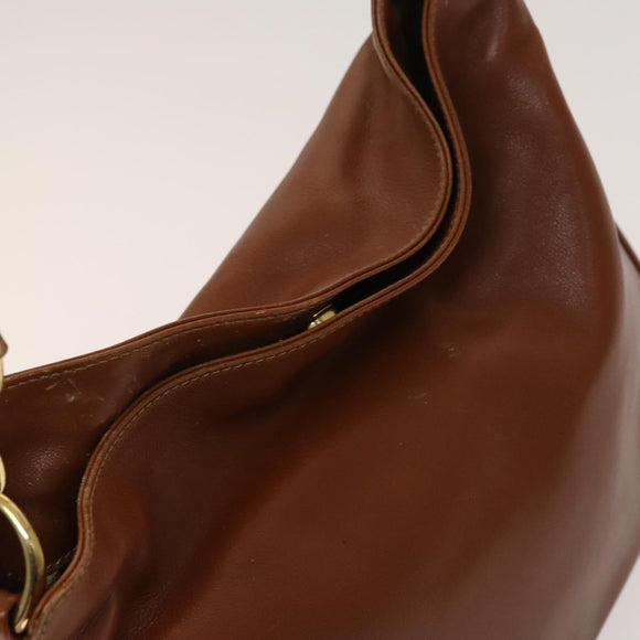 GUCCI Bamboo Hand Bag Leather 2way Brown Gold 001 1705 1638 Auth 125422