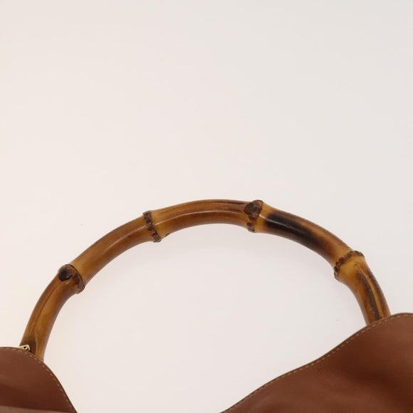 GUCCI Bamboo Hand Bag Leather 2way Brown Gold 001 1705 1638 Auth 125422