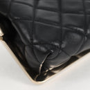 CHANEL Matelasse Chain Pouch Shoulder Bag Lamb Skin Black Gold CC Auth 125435SAM-9