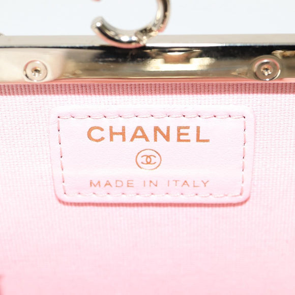 CHANEL Matelasse Chain Pouch Shoulder Bag Lamb Skin Black Gold CC Auth 125435SAM