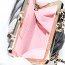 CHANEL Matelasse Chain Pouch Shoulder Bag Lamb Skin Black Gold CC Auth 125435AM-11