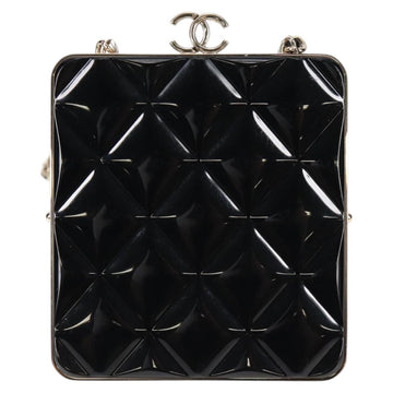 CHANEL Matelasse Chain Pouch Shoulder Bag Lamb Skin Black Gold CC Auth 125435AM - 0