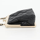 CHANEL Matelasse Chain Pouch Shoulder Bag Lamb Skin Black Gold CC Auth 125435AM-3