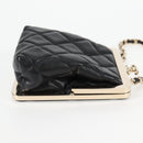 CHANEL Matelasse Chain Pouch Shoulder Bag Lamb Skin Black Gold CC Auth 125435AM-4
