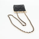 CHANEL Matelasse Chain Pouch Shoulder Bag Lamb Skin Black Gold CC Auth 125435AM-7
