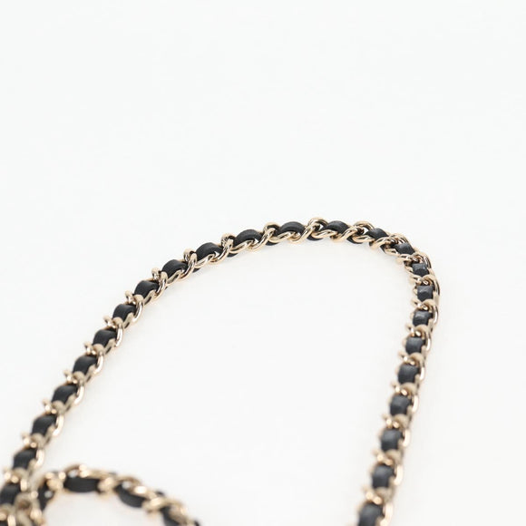 CHANEL Matelasse Chain Pouch Shoulder Bag Lamb Skin Black Gold CC Auth 125435SAM