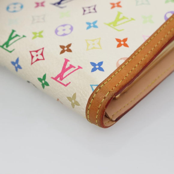 LOUIS VUITTON Multicolor Portefeuille Viennois Wallet White M92987 Auth 125462