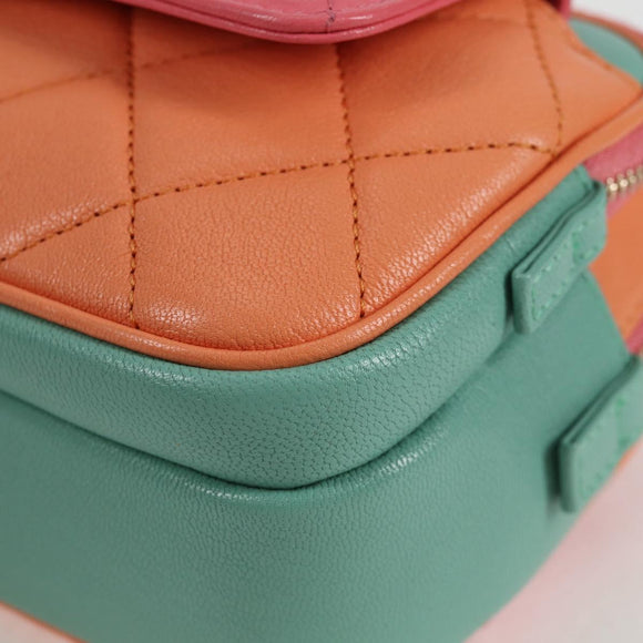 CHANEL Matelasse Chain Waist bag Leather Pink Gold CC Auth 125467SAM