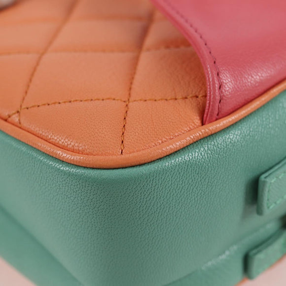 CHANEL Matelasse Chain Waist bag Leather Pink Gold CC Auth 125467SAM