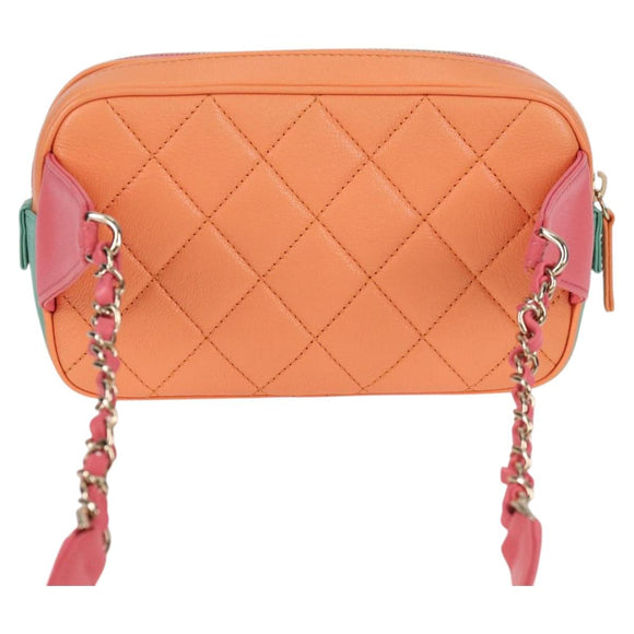 CHANEL Matelasse Chain Waist bag Leather Pink Gold CC Auth 125467SAM