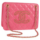 CHANEL Matelasse Chain Shoulder Bag Lamb Skin Pink Gold CC Auth 125468AM-1