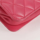 CHANEL Matelasse Chain Shoulder Bag Lamb Skin Pink Gold CC Auth 125468SAM-9
