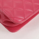 CHANEL Matelasse Chain Shoulder Bag Lamb Skin Pink Gold CC Auth 125468AM-16