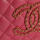 CHANEL Matelasse Chain Shoulder Bag Lamb Skin Pink Gold CC Auth 125468SAM-18